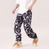 Thorn Flower Printed Camouflage Baggy Pants