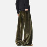Glossy Flannel Loose Wide Leg Sweatpants
