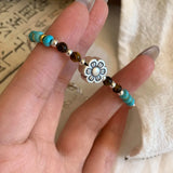 Vintage Flower Blue Brown Stone Bracelet