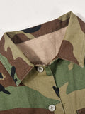 Breasted Camouflage Print Shirt