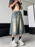 American Men Style Vintage Korean Style Wide Leg Jorts