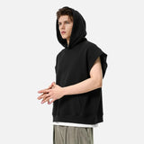 Heavyweight Casual Rolled Edge Sleeveles Hoodie