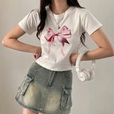 Cute Bow Print Fairy Graphic T-Shirt