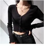 Women Chic Knitted V-Neck Crop Cardigan