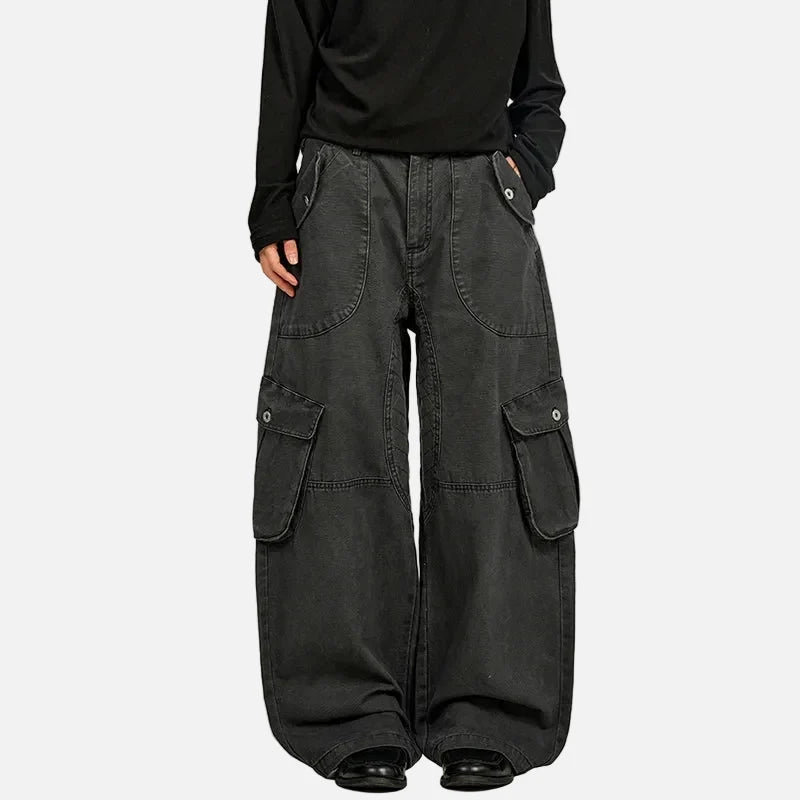 American Style Functional Wide Leg Cargo Pants
