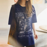 Vintage Casual Racing Print T-Shirt