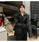 Sleek Buttonless PU Motorcycle Leather Jacket