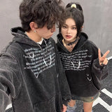 Y2K Streetwear Retro Graffiti Print Loose Hoodie