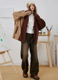 Streetwear Striped Colorblock Corduroy Baseball Jacket