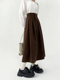 Pleated Dark Academia Midi Skirt
