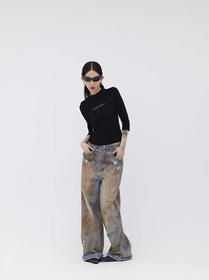 Blue Tie Dye Aesthetic Baggy Jeans