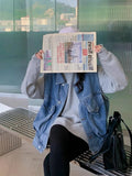 Blue Retro Loose Workwear Denim Jacket