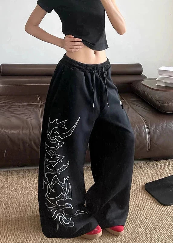 Japanese Style Drawstring Wide Leg Sweatpants