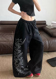 Japanese Style Drawstring Wide Leg Sweatpants