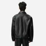 Chic Fashionable Solid Color PU Leather Jacket