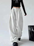 Women Cool Vintage Loose Gray High Waist Sweatpants
