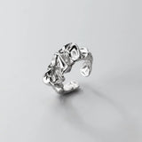 Irregular Wide Facet Silver Metal Ring