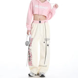 Retro Korean Style Print Baggy Sweatpants