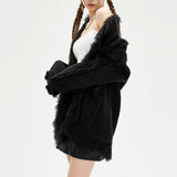 Chic Retro Tassel Ripped Long Sleeve Cardigan