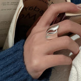 Wave Wide Irregular Matte Punk Ring