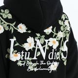 Embossed Flower Vine Velvet Hoodie