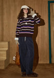 Retro Chic Oversized Striped Polo Sweater