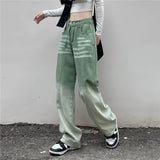 Contrasting Green High-waist Jeans