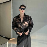Men Translucent Printed Long Sleeve Shirt