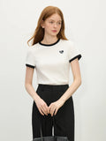 Women Streetwear Color Block Crewneck Ribbed T-Shirt
