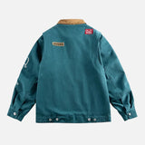 Spring Streetwear Embroidered Cargo Varsity Jacket