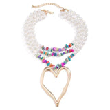 Exaggerated Multilayered Heart Pendant Choker Necklace