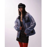 Trendy Streetwear Blue Distressed Denim Jacket
