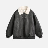 Thickened Fleece Motorcycle Leather Fur Jacket