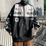 Oversized Embroidery Leather Racing Graphic Jacket