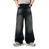 Model wearing the black Retro Freedom Fit Jeans in a gray background
