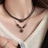Colorful Stones Flower Pendant Necklace