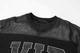 Mesh Embroidered Patchwork Jersey Polyester T-Shirt