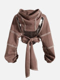 Y2K Contrast Color Open Line Hoodie