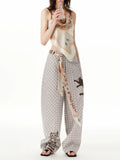 Comfort Plaid Cat Print Retro Sweatpants