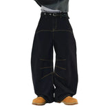 Streetwear Spliced Wide Leg Baggy Denim Jeans