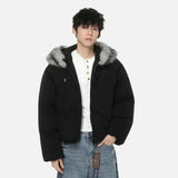 Streetwear Warm Solid Color Fur Hooded Jacket