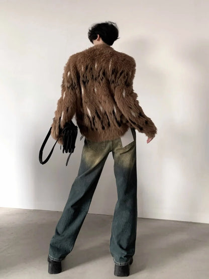 Aura Color Blocked Stand Collar Sweater