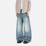 Vintage Washed Deconstructed Moustache Effect Jeans