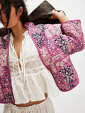 Purple Floral Boho Chic Padded Jacket