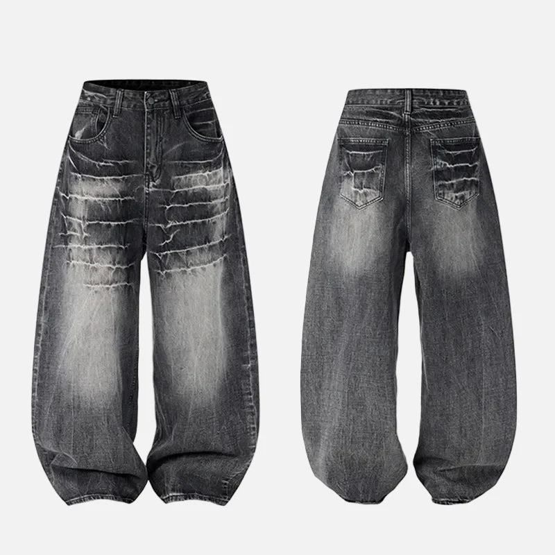 Vintage Lightning Pattern Baggy Loose Jeans