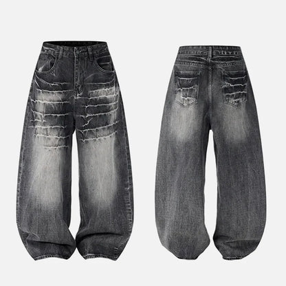 Vintage Lightning Pattern Baggy Loose Jeans