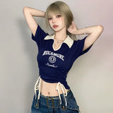 Women Slim Fit Letter Graphic Short Sleeve T-Shirt