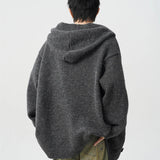 Men's Comfort Cozy Gray Knitted Hooded Cardigan