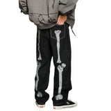 Skeleton Hand Embroidery Denim Pants