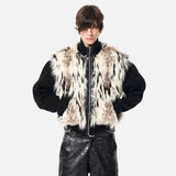 Streetwear Splicing Faux Fur Parka Jacket